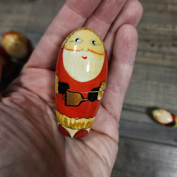 Vintage Santa wooden Nesting Dolls see pics for wear E - Picture 9 of 16